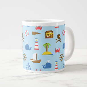 Pixel Sea Art Muster Jumbo-Tasse