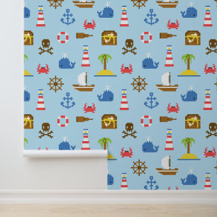 Pixel Sea Art Pattern Tapete