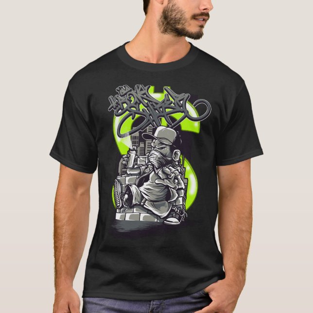 Pixel Soldier T-shirt Neon Green Action Design (Vorderseite)