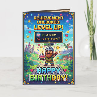 Pixel-Spiel-Geburtstagskarte Level Up Gamer Retro Karte