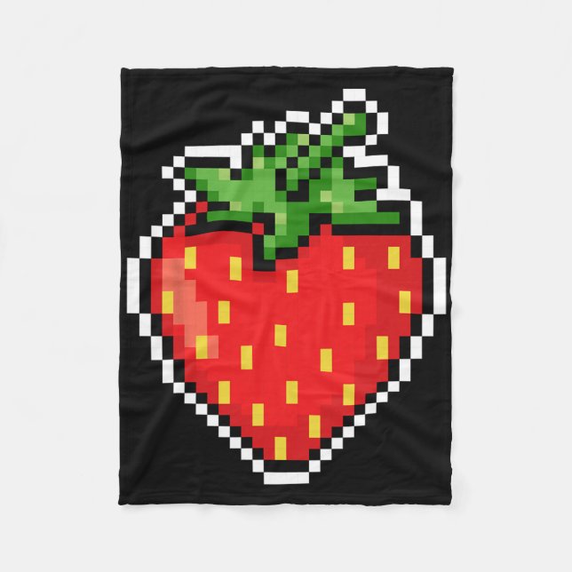 Pixel Strawberry 80s Video Game Halloween  Fleecedecke (Vorderseite)