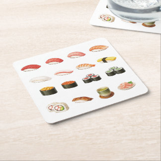 Pixel Sushi Coaster – Japanese Food Design Rechteckiger Pappuntersetzer