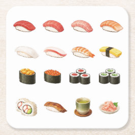 Pixel Sushi Coaster – Japanese Food Design Rechteckiger Pappuntersetzer