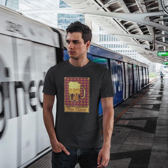 Pixel Tarot Card Beer Drink T-Shirt (Von Creator hochgeladen)