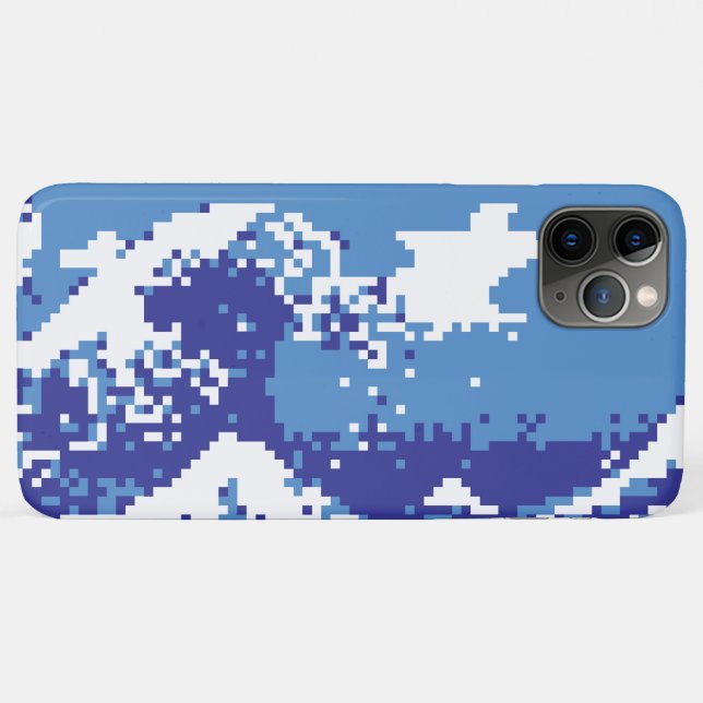Pixel Tsunami Blau 8 Bit Pixel Art Case-Mate iPhone Hülle (Rückseite (Horizontal))