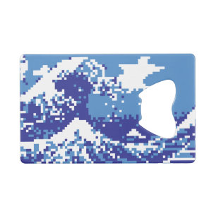 Pixel Tsunami Blue 8 Bit Pixel Art Geldbeutel Flaschenöffner