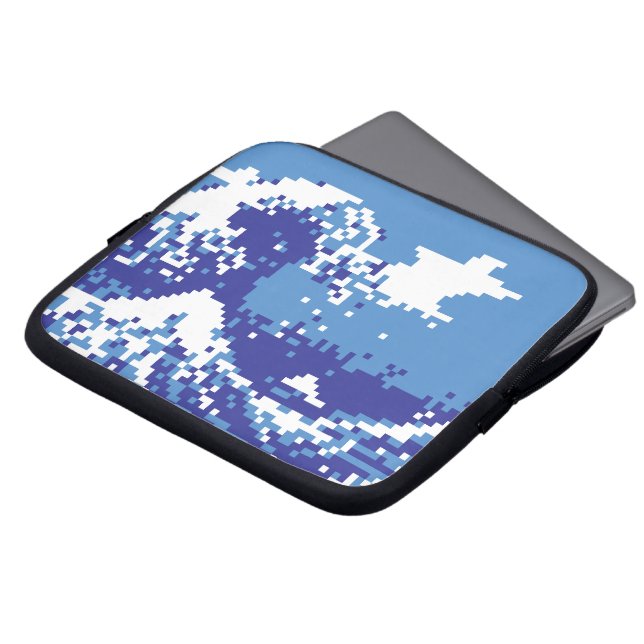 Pixel Tsunami Blue 8 Bit Pixel Art Laptopschutzhülle (Vorne Oben)