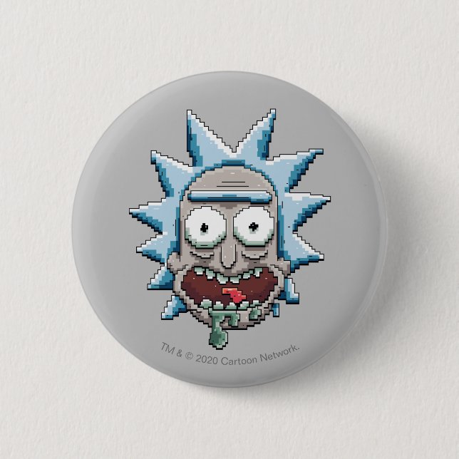 Pixel Vers Rick Drooling Head Button (Vorderseite)