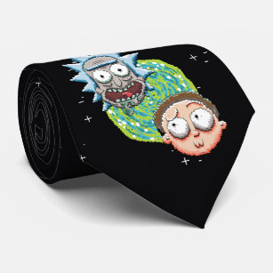 Pixel Vers Rick und Morty Portal Graphic Krawatte