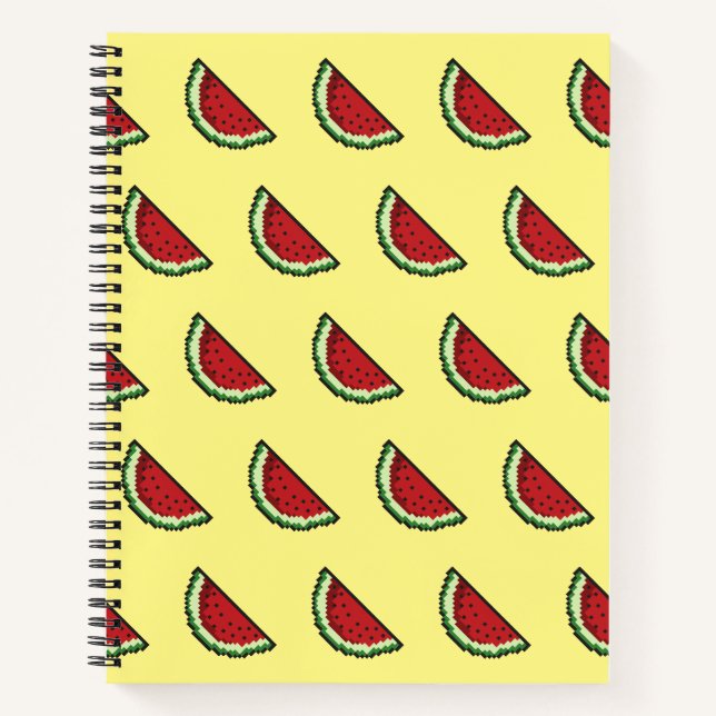 Pixel Wassermelonenmuster Notizbuch (Vorderseite)