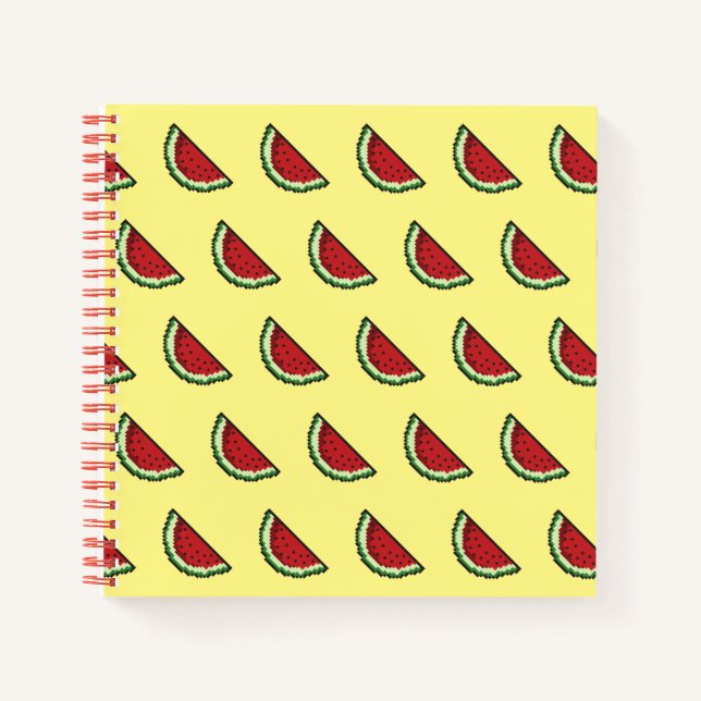 Pixel-Watermelon-Muster Notizbuch (Vorderseite)