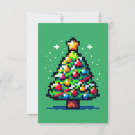 Pixel Weihnachtsbaum - Retro Feiertag Karte