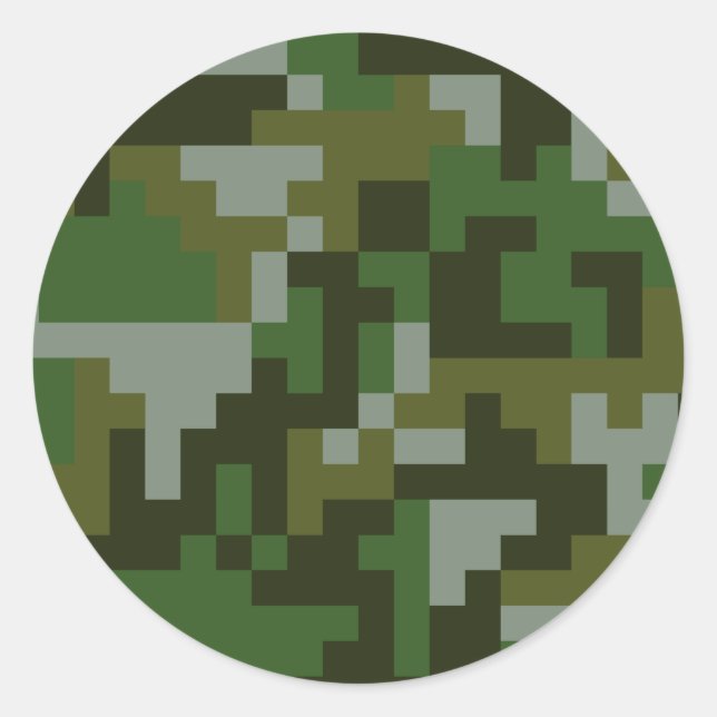 Pixel Woodland Camouflage Muster Runder Aufkleber (Vorderseite)