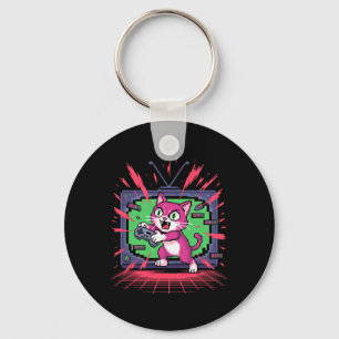 Pixel-Wut-Katze Retro-Gamer-Glitch im 8-Bit-Stil 2 Schlüsselanhänger