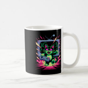 Pixel-Wut-Katze Retro-Gamer-Glitch im 8-Bit-Stil  Kaffeetasse