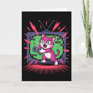 Pixel-Wut-Katze Retro-Spieler Glitch im 8-Bit-Stil Karte