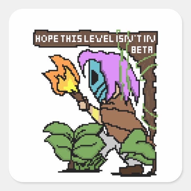 Pixel-Zeichen vergrößern - "Beta-Level"? Quadratischer Aufkleber (Vorderseite)