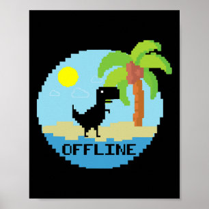 Pixelart-Dinosaur Urlaub Technik-Enthusiasten Code Poster