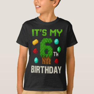 Pixelart Level 6 Geburtstag Gamer Kinder Pixel Art T-Shirt