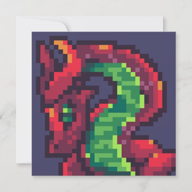 Pixelart, Pixel Art, dragon Einladung (Vorderseite)