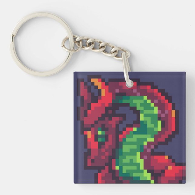 Pixelart, Pixel Art, dragon Schlüsselanhänger (Vorderseite)