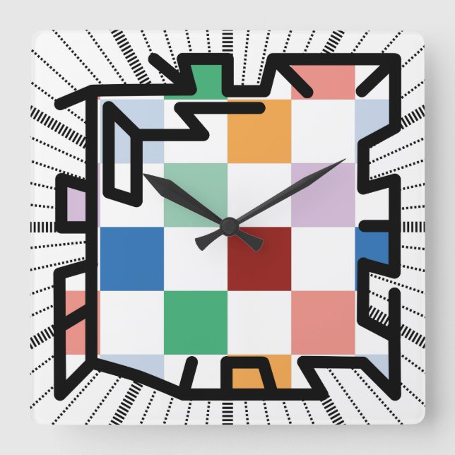 PIXELAT chained numbers by Masanser Quadratische Wanduhr (Vorderseite)