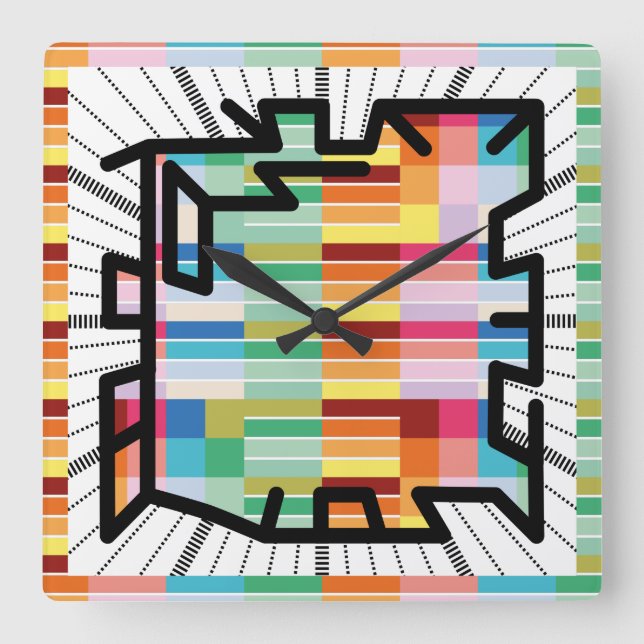 PIXELAT chained numbers by Masanser Quadratische Wanduhr (Vorderseite)