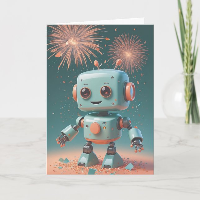 Pixelated Birthday Confetti Party Karte (Vorderseite)