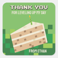 Pixelated Cake Gamer Party Vielen Dank, Sticker