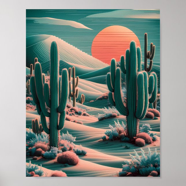 Pixelated Desert Oasis Poster (Vorne)