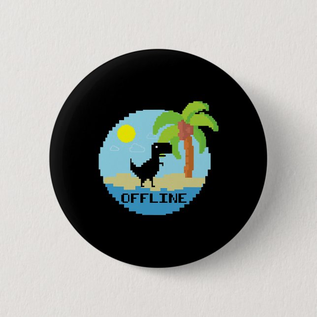 Pixelated Dinosaur Vacation Tech Enthusiasts Coder Button (Vorderseite)