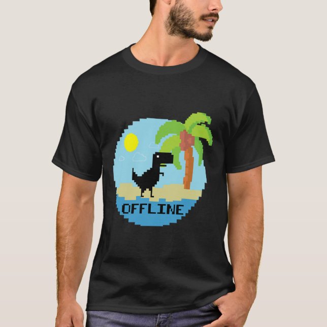 Pixelated Dinosaur Vacation Tech Enthusiasts Coder T-Shirt (Vorderseite)