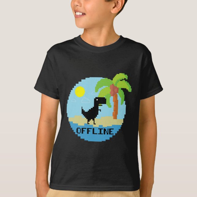 Pixelated Dinosaur Vacation Tech Enthusiasts Coder T-Shirt (Vorderseite)