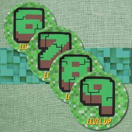 Pixelated Gamer Green Building Level Up 8 Pappteller