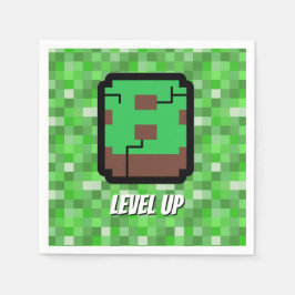 Pixelated Gamer Green Building Level Up 8 Serviette