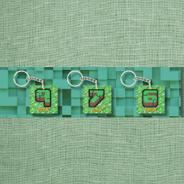 Pixelated Gamer Green Building Level Up 9 Schlüsselanhänger