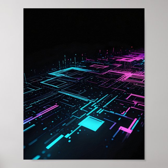 Pixelated Glitch Abstrakt Art Poster (Vorne)
