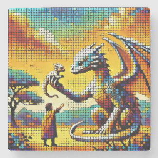pixelated image of a dragon trainer steinuntersetzer