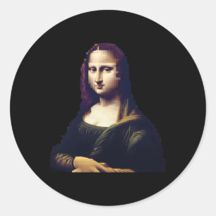 Pixelated Mona Lisa Digital Renaissance Remix Stic Runder Aufkleber