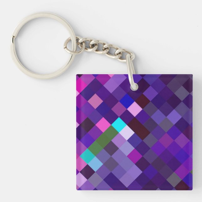Pixelated Pattern - Purple Schlüsselanhänger (Vorderseite)