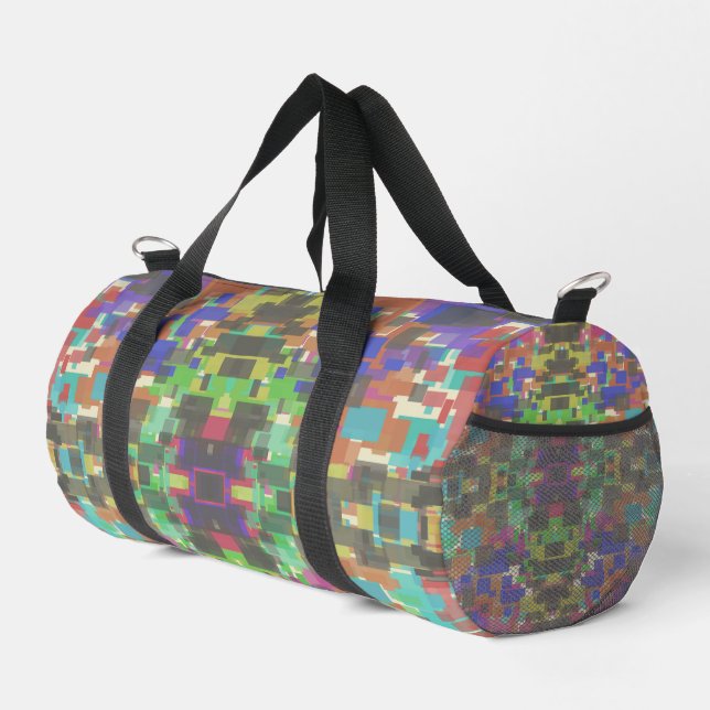 Pixelated Patterned Beyond Colors Of The Rainbow Duffle Bag (Rechte Ecke)