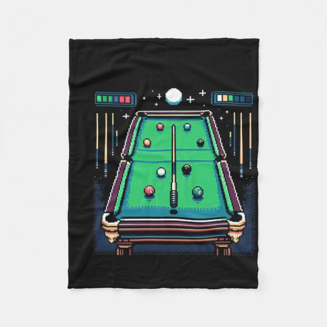 Pixelated Pot 8-Bit Billiards Fleecedecke (Vorderseite)