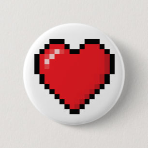 Pixelated rotes Videospielherz Button