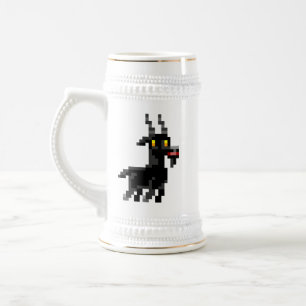 Pixelated schwarze Ziege Stein Bierglas
