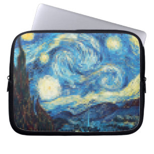 Pixelated Starry Night von Van Gogh Laptopschutzhülle