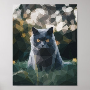 Pixelbild der bösen schwarzen Katze Poster