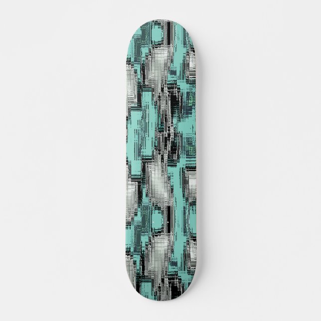 pixelförmige Linien, die abstrakte Quadrate bilden Skateboard (Vorne)
