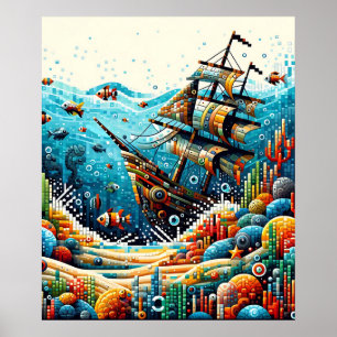 pixelförmige Seascape Poster