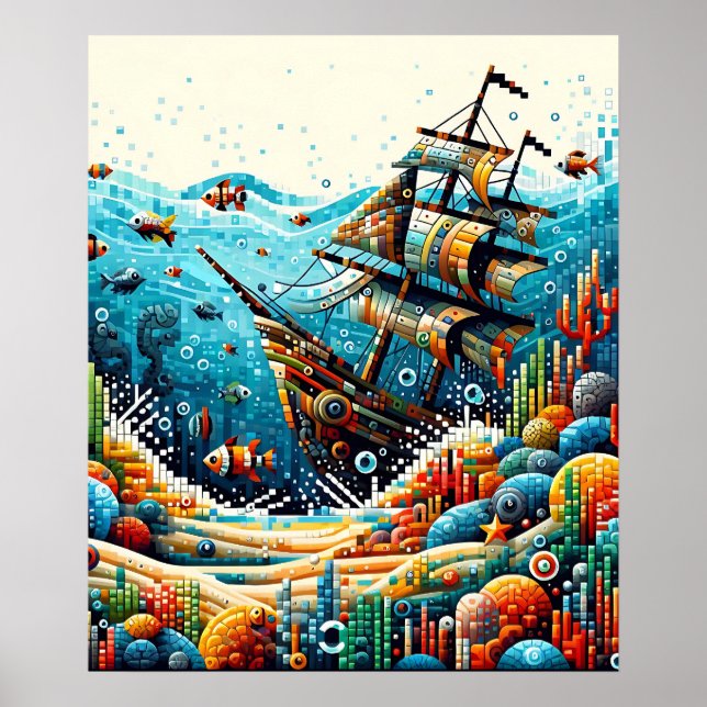 pixelförmige Seascape Poster (Vorne)