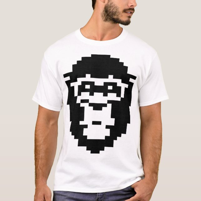 pixeliertes Affen-Gesicht-Design T-Shirt (Vorderseite)